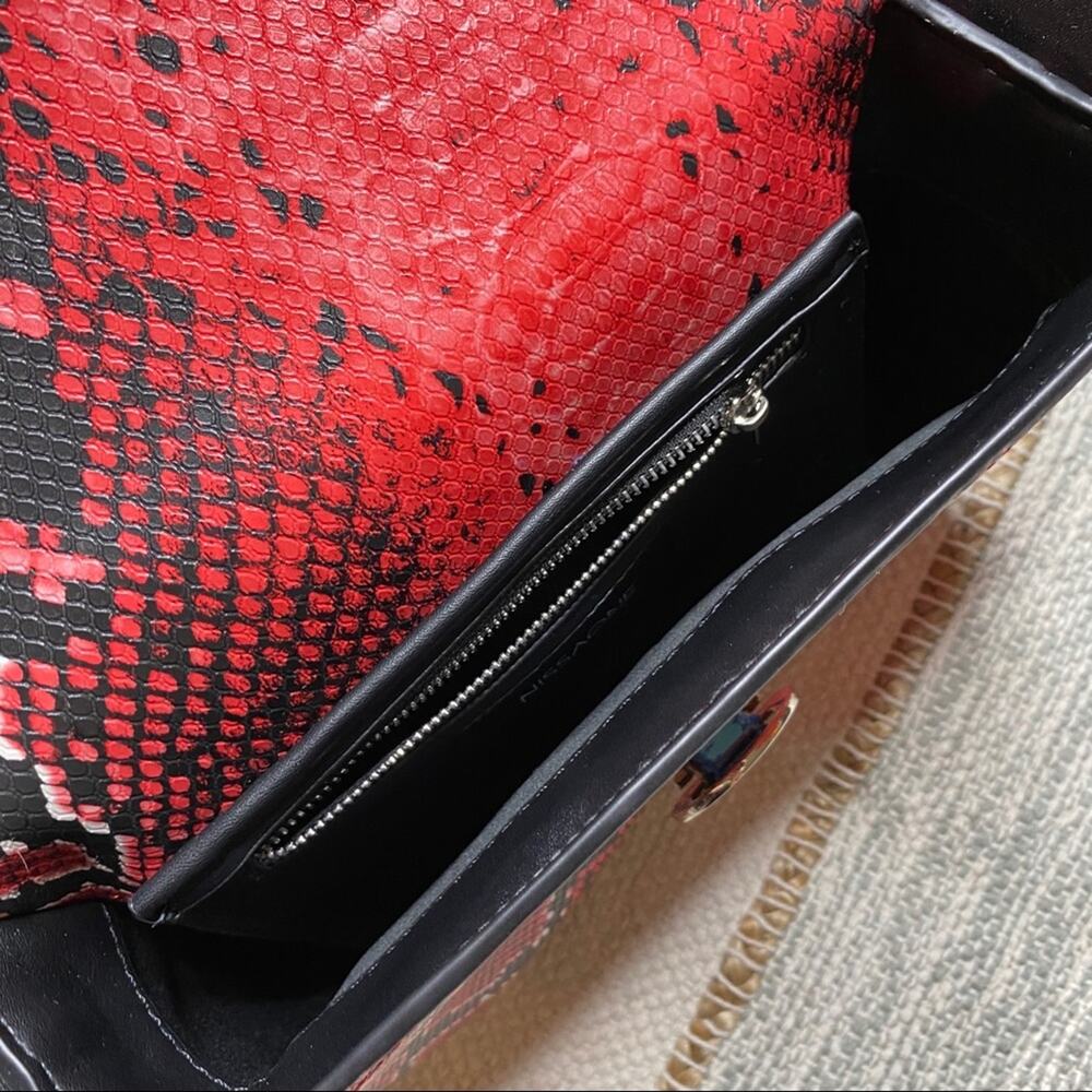 Nissa One Red Black Snake Print Crossbody Bag - Picture 8 of 9